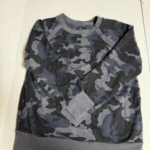 prAna Camo Long Sleeve  Wms SZ L soft  Blue/Gray/Black Hemp Blend EcoAesthetic